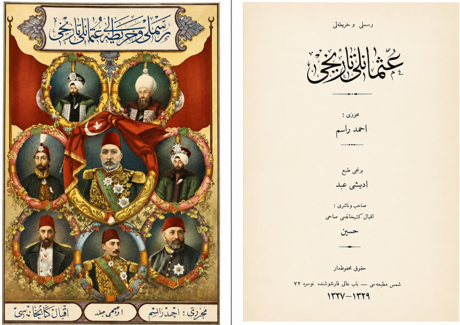 Ahmed Rasim. Resimli ve Haritalı Osmanlı Tarihi / Ahmed Rasim. – İstanbul: Şems Matbaası, 1327–1329 [1911–1913]. – C. 3. - 513 s.